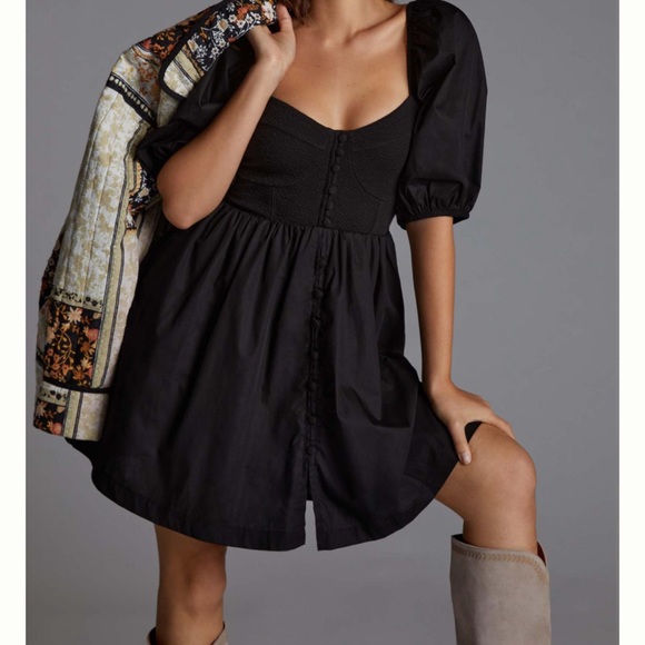 Maeve Puff-Sleeved Sweetheart Mini Dress